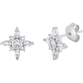Crislu Brilliant & Marquise Cubic Zirconia Star Stud Earrings in Pure Platinum /Clear Stone at Nordstrom