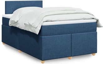 vidaXL Cama Box Spring Con Colch&oacute;n Tela Azul 120x200 Cm Vidaxl