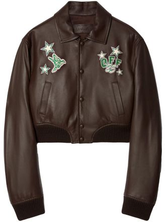 Off-white leather bomber jacket - women - Calf Leather - 40 - Black