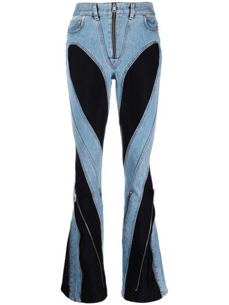 MUGLER Spiral split-hem jeans - Blue