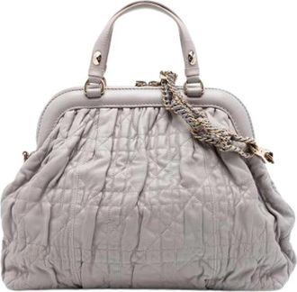 Dior Pre-owned Quilted Leather Satchel - Dames - Vintage Handtas - Grijs - ONE Size - Leer - Vintage