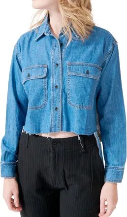 ASKK NY Crosby Flannel Shirt In Denim And Houndstooth