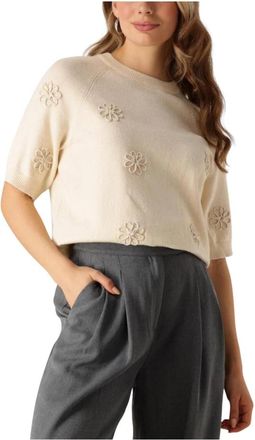 Object Objlaney Rubin SS Pullover - Dames - Ronde hals truien - Beige - XS - Polyester - Truien & Vesten