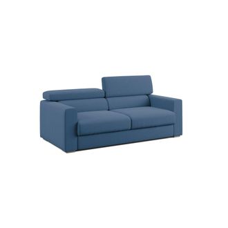 Divani.Store Divani.store - Dylan Sof&aacute; Con Pouf Extra&iacute;ble En Tejido Efecto Algod&oacute;n Impermeable 158 Cm Azul