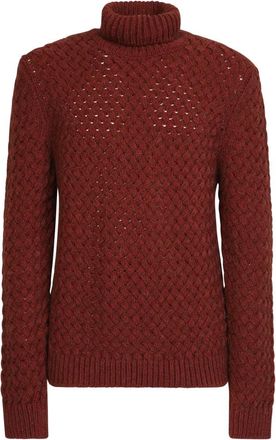 Lardini Bordeaux Gebreide Hoge Hals Pullover - Heren - Coltruien - Bruin - L - Wol - Truien & Vesten