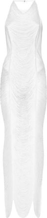 Philipp Plein Kleedjes, Dames, Wit, XS, Leer, Fragnes Long Dress