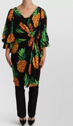 Dolce & Gabbana silk pineapple-print wrap mini dress