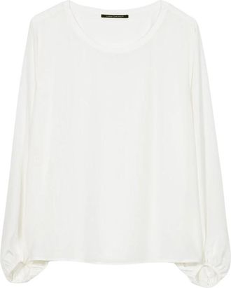 Luisa Cerano Langarm-Shirt mit Patch - Dames - Longsleeves - Wit - L - Katoen - Tops