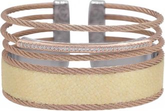 Al&oacute;r Womens Multi Strand Cuff Bangle In Carnation