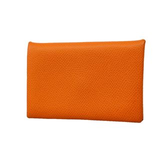 Herm&egrave;s Celeste Orange Epsom Leather Leather Coin Purse/Coin Case (Pre-Owned)