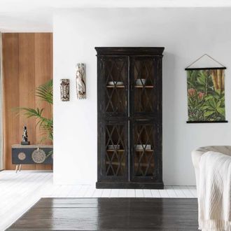 Wanderlust Deco Vitrina de madera y cristal artesanal 90 x 40 x 183h cm