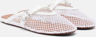 Alaia Ala&iuml;a Fishnet leather-trimmed slip-on mules