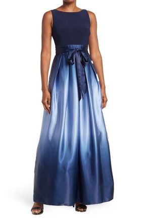 S.L. Fashions Ombr&egrave; Satin Woven Gown in Nvw at Nordstrom, Size 12