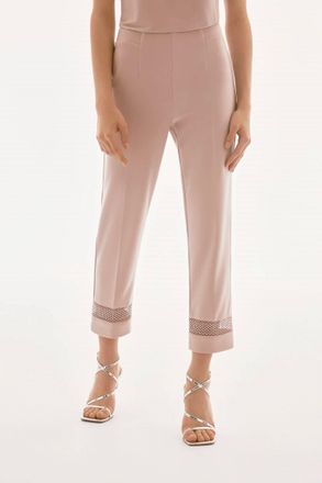 Joseph Ribkoff Rhinestone Mesh Detail Pant In Sand