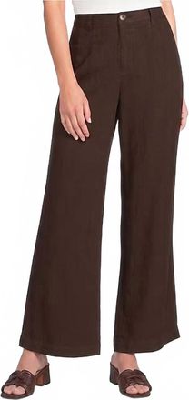 Kut from the Kloth Meg High Rise Wide Leg Linen Pant In Chocolate Brown
