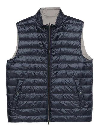 Herno Blue And Grey Quilted Vest