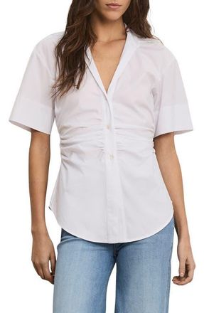 Veronica Beard Devra Ruched Shirt in White at Nordstrom, Size 00