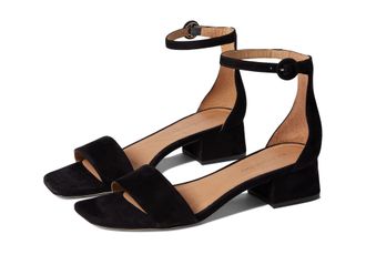 Bernardo Jalena Heeled Sandals for Women - Leather and Man-Made Construction - Single Prong Buckle, Black Kid Suede, 7.5 UK