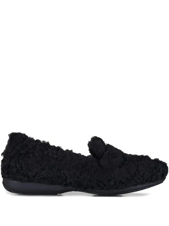 Ron White Teddy slip-on slippers - women - Wool/Wool/Rubber - 11 - Black
