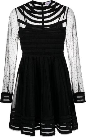 Red Valentino point desprit tulle flared dress - women - Polyester/Polyester - 46 - Black