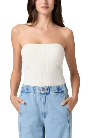 Paige Valentine Strapless Rib Top in White at Nordstrom, Size X-Large