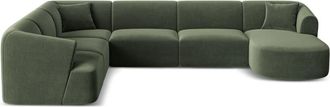 Cosmopolitan Design Sof&aacute; esquinero modular panor&aacute;mico izquierdo 7 plazas terciopelo verde