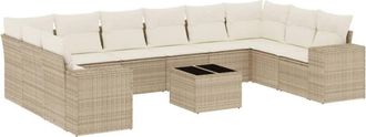 vidaXL Set De Sof&aacute;s De Jard&iacute;n 11pzas Con Cojines Rat&aacute;n Sint&eacute;tico Beige Vidaxl