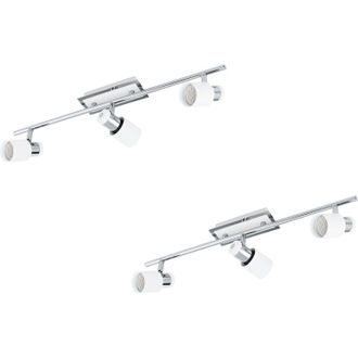 Loops 2 PACK Wall 3 Spot Light Colour Chrome Plated & White Steel GU10 3x5W Included