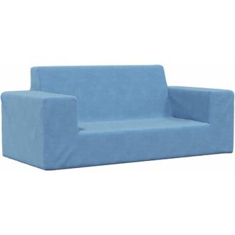 vidaXL Sof&aacute; Para Ni&ntilde;os De 2 Plazas De Felpa Suave Azul Vidaxl