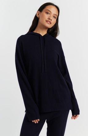 Chinti and Parker Wool Cashmere Blend Relaxed Hoodie Sweater in Navy at Nordstrom, Size Medium