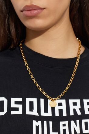 Dsquared2 Necklace With A Round Pendant, Womens, Gold
