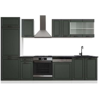 Vicco Mueble De Cocina R-line, Antracita Casa De Campo/blanco, 300 Cm, Et Antracita