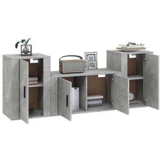 Berkfield Home Classic 3 Piece TV Cabinet Set Concrete Grey Engineered Wood
