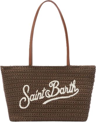 MC2 Saint Barth Textured Brown Tote Bag with Embroidered Logo