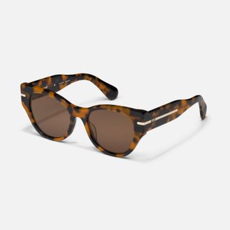 Quay Womens Chit Chat Large Sunglasses In Pebble Tort/brown