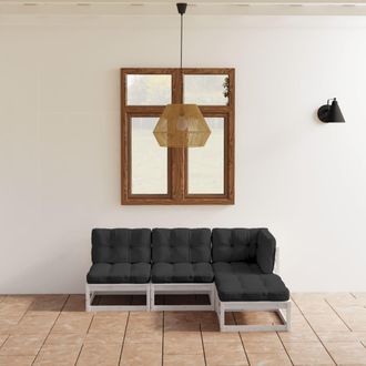 vidaXL Juego De Muebles De Jard&iacute;n 4 Pzas Y Cojines Madera Pino Maciza Vidaxl