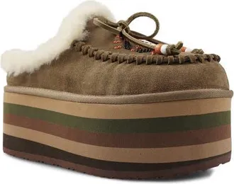 Zigi Soho Birdy Faux Shearling Platform Slipper in Taupe Suede at Nordstrom, Size 11