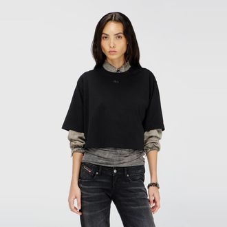 Diesel T-shirt with cut-out embroidered logo - T-Shirts - Woman - Black