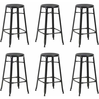 vidaXL Vidaxl - Bar Stools 6 pcs Black Steel