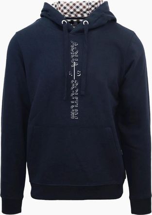 Aquascutum Mens Lacoste Lettering Hooded Neck Long Sleeve Sweatshirt - Navy - Size: 2X large