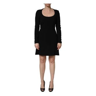 Roberto Cavalli Short Dresses, female, Black, Size: M Scoop Neck Mini Dress