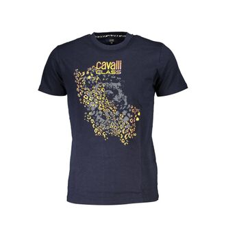Cavalli Blue Cotton Men Mens T-Shirt
