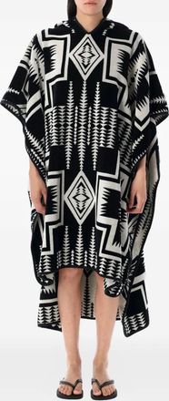 Pendleton printed hooded poncho - Black
