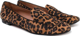 Aquazzura Leopard Print Suede Loafers Size 35