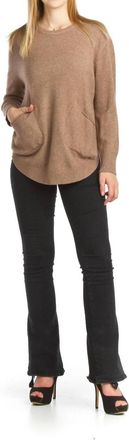 Papillon Rounded Hem Sweater Tunic In Mocha