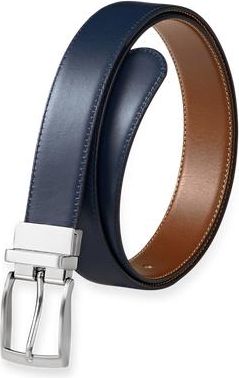 Paul Fredrick Wayne Reversible Belt in Navy/tan at Nordstrom, Size 40