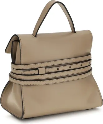 Moschino Womens Handbag Tie Me Ecru Goatskin (hircus) Shoulder Bags