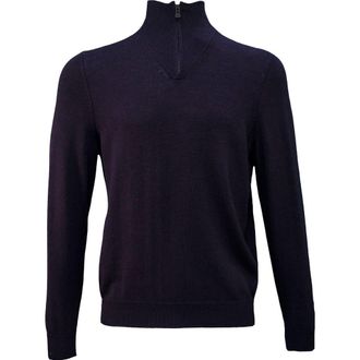Lords of Harlech Quest Fully Fashioned Quarter-zip Merino Sweater in Navy Plum Twist at Nordstrom, Size Xx-Large