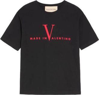 Valentino Garavani VLogo Print Katoenen T-shirt - Heren - T-shirts - Zwart - M - Katoen - Tops