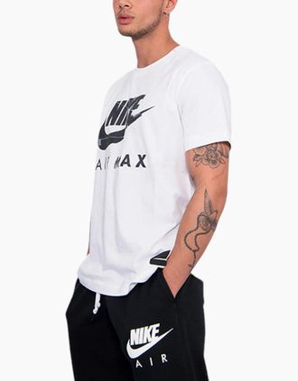 Nike Mens NIKE AIR MAX Mens T Shirt Athletic Cut Cotton Crew Neck Summer Retro Casual Tee - White - Size: Regular/36